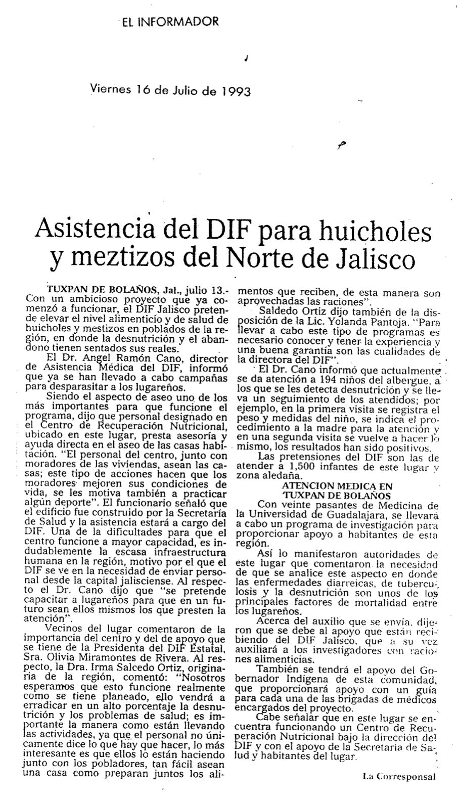 Asistencia del gobierno durante hambruna 1993