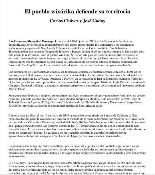 El pueblo Wixárika defiende su territorio