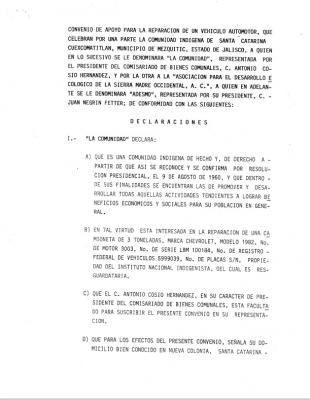 Convenio de apoyo para reparación de vehículo entre Sta. Catarina y ADESMO, A.C.