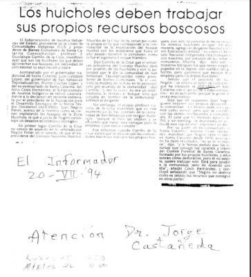Los huicholes deben trabajar sus propios recursos boscosos 