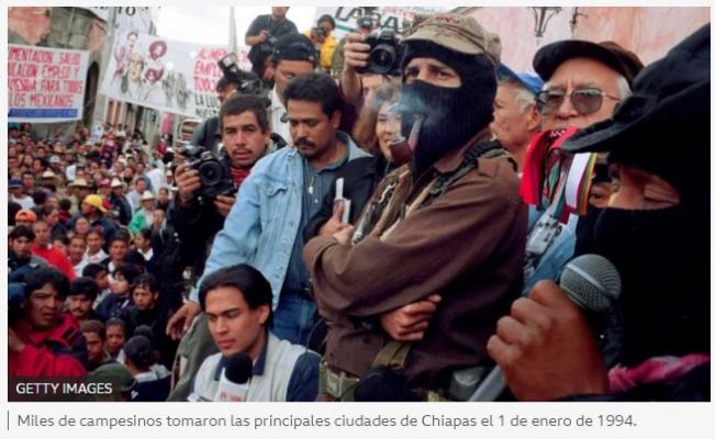 Campesinos toman las calles de San Cristóbal de las Casas, 1994.