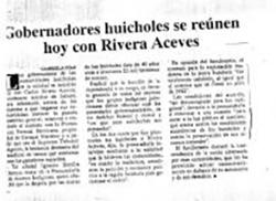 Gobernadores huicholes se reúnen hoy con Rivera Aceves ~ 17 de agosto de 1993