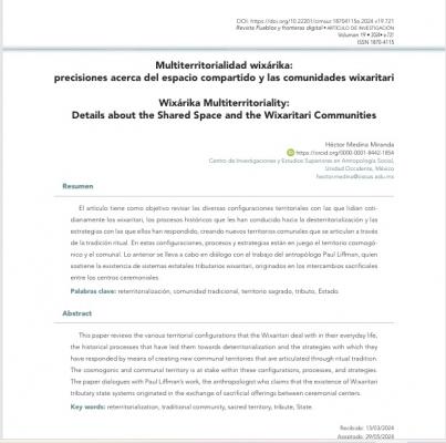 Multiterritorialidad wixárika:  precisiones acerca del espacio compartido y las comunidades wixaritari